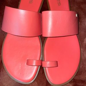 Micheal Kors Pink Grapefruit Leather Sandal